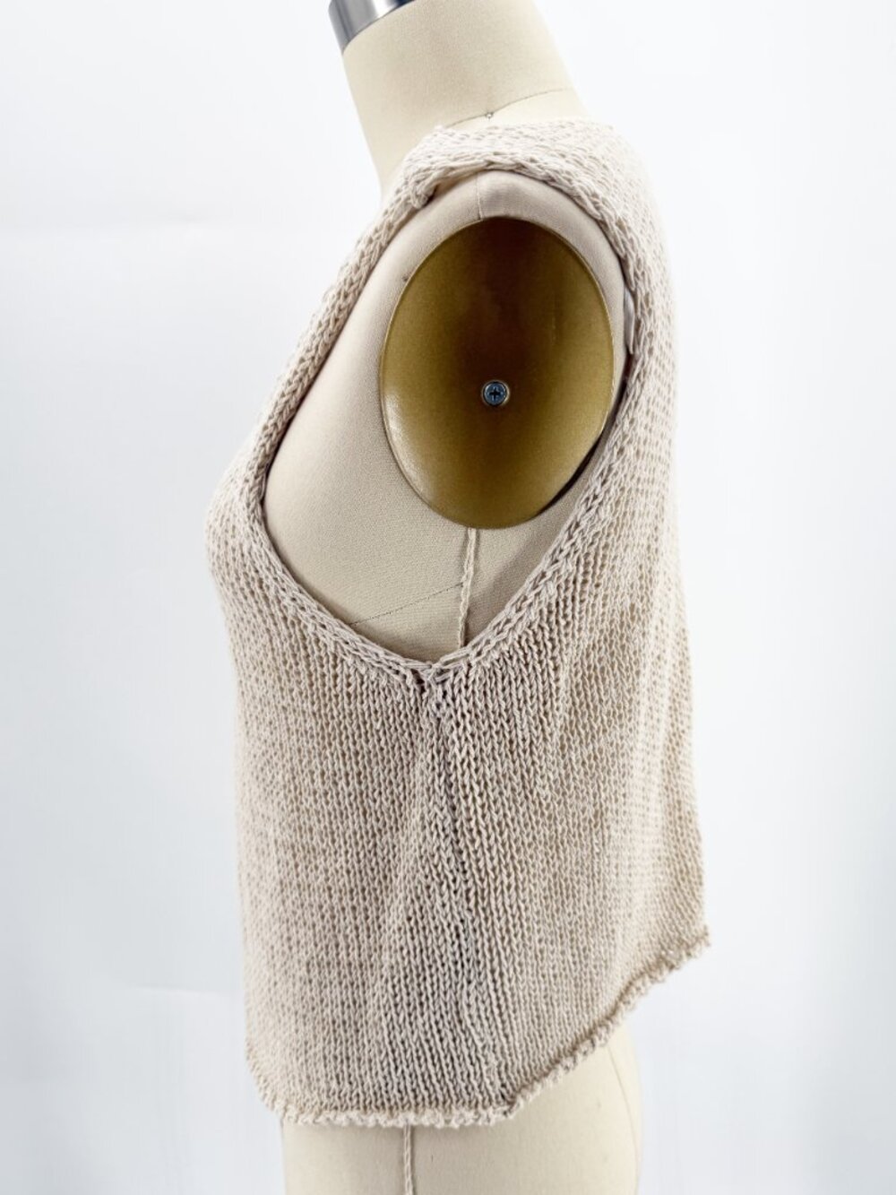 MONKI KNIT CROCHET OPEN FRONT VEST Neutral M - Picture 4 of 8